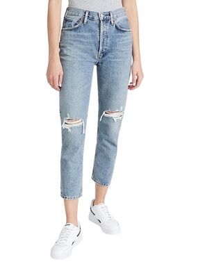 AGOLDE Riley Crop Distressed Jeans